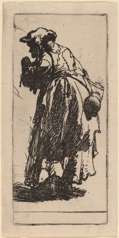 Gammal tiggarkvinna med kalebass av Rembrandt van Rijn