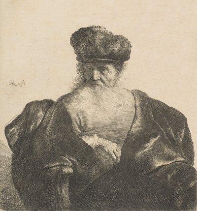 Gammal man med skägg, pälsmössa och sammetsmantel, ca. 1631., ca. 1631. av Rembrandt van Rijn