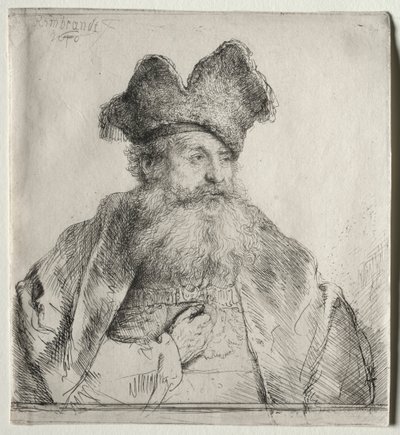 Gammal man med en delad pälsmössa, 1640. av Rembrandt van Rijn