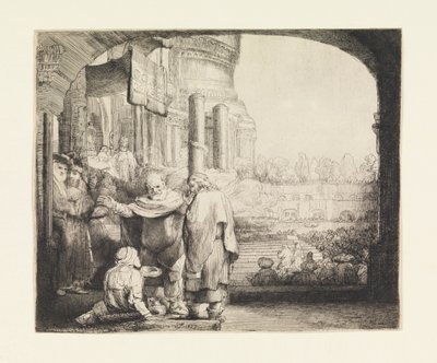 Peter och Johannes helar den krympling vid tempelporten av Rembrandt van Rijn