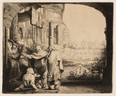 Peter och Johannes helar den krympling vid tempelporten av Rembrandt van Rijn