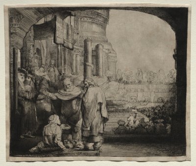 Peter och Johannes helar den krympling vid tempelporten av Rembrandt van Rijn