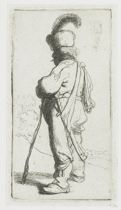 En polack som stöder sig på en käpp av Rembrandt van Rijn