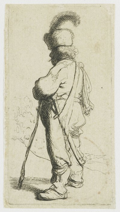 En polack som stöder sig på en käpp av Rembrandt van Rijn