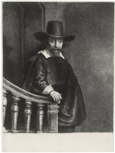 ""Porträtt av doktor Bueno"" Porträtt av läkaren och författaren Dr. Ephraim Bueno (Ephraim Bueno, judisk läkare) Gravyr av Rembrandt van Rhijn (1606-1669) av Rembrandt van Rijn