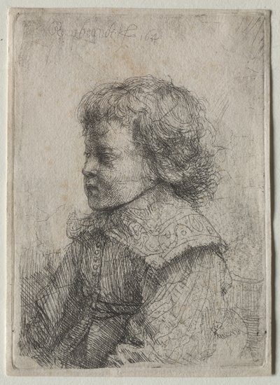 Porträtt av en pojke i profil av Rembrandt van Rijn