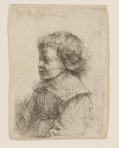 Porträtt av en pojke i profil av Rembrandt van Rijn