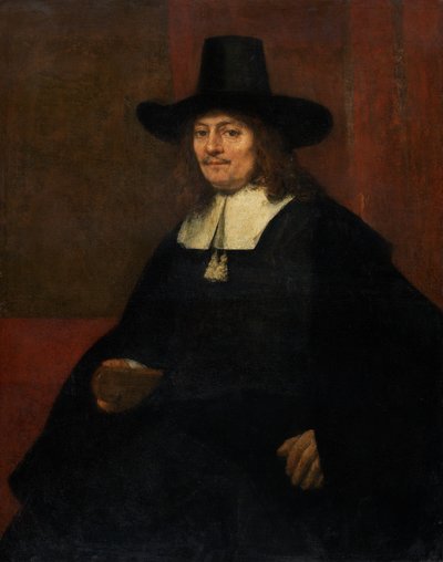 Porträtt av en man i en hög hatt, ca. 1663. av Rembrandt van Rijn