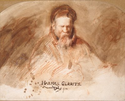 Porträtt av en gammal man Rembrandts far, 1625-1630. av Rembrandt van Rijn