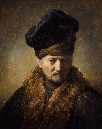 Porträtt av en gammal man med pälsmössa, 1630 av Rembrandt van Rijn