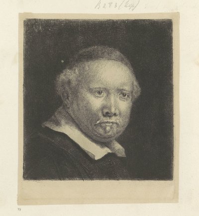 Porträtt av författaren Lieven Willemsz. van Coppenol: stor tallrik Recueil de quatre-vingt-cinq estampes originales (serietitel) av Rembrandt van Rijn
