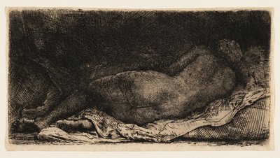 Liggande Kvinna Naken av Rembrandt van Rijn
