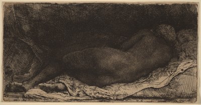 Liggande kvinnlig akt av Rembrandt van Rijn