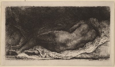 Liggande kvinnlig akt av Rembrandt van Rijn
