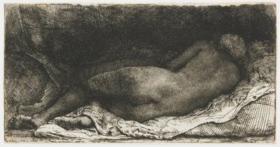 Liggande kvinnlig naken av Rembrandt van Rijn