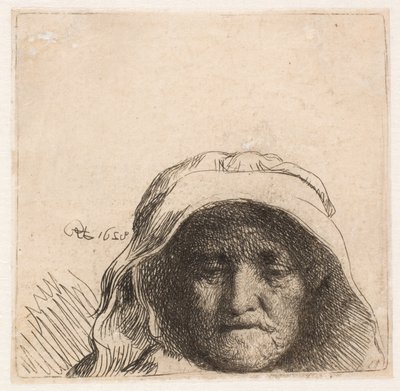 Rembrandts mor: Endast huvudet, framifrån av Rembrandt van Rijn