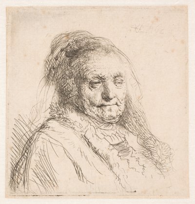 Rembrandts mor: huvud och byst, trekvartsprofil av Rembrandt van Rijn
