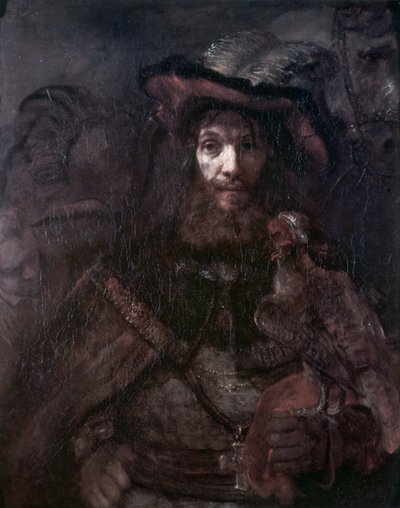 Ryttare med en falk av Rembrandt van Rijn
