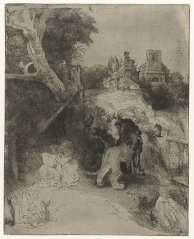 Saint Jerome läser i ett italienskt landskap St Hieronymus läser i ett italienskt landskap av Rembrandt van Rijn