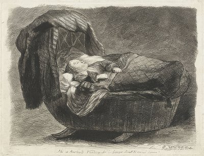 Sovande barn i en vagga (Slapend child in een wieg) av Rembrandt van Rijn