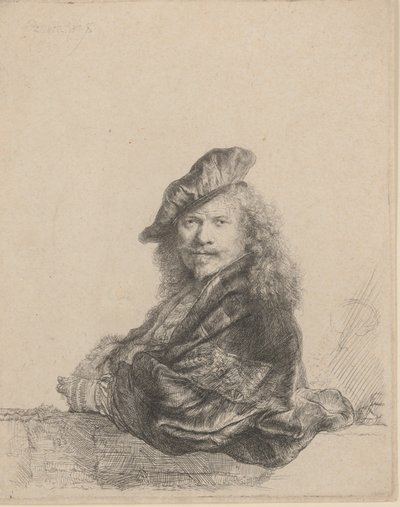 Självporträtt lutad på en stentröskel, 1639, 1639. av Rembrandt van Rijn