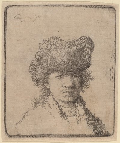 Självporträtt i en pälsmössa av Rembrandt van Rijn