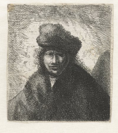 Självporträtt i sned pälsmössa: Byst, ca 1631. av Rembrandt van Rijn