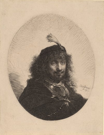 Självporträtt med plymmössa och sänkt sabel, 1634. av Rembrandt van Rijn