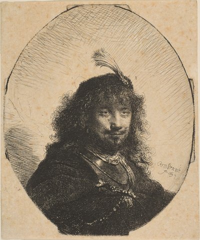 Självporträtt med plymmössa och sänkt sabel, 1634. av Rembrandt van Rijn