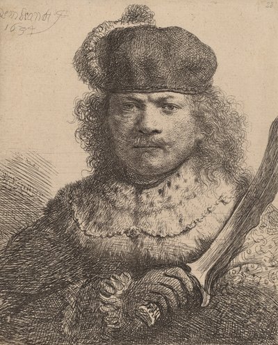Självporträtt med upphöjd sabel, 1634. av Rembrandt van Rijn