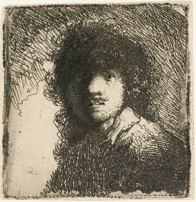Självporträtt barhuvad: byst, c.1629. av Rembrandt van Rijn