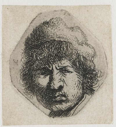Självporträtt snett av Rembrandt van Rijn