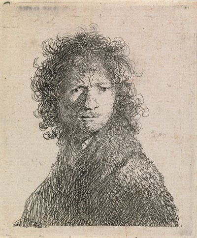 Självporträtt, med rynkad panna av Rembrandt van Rijn