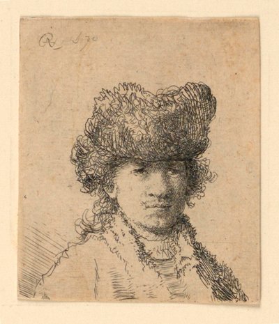 Självporträtt i en pälsmössa: Byst av Rembrandt van Rijn