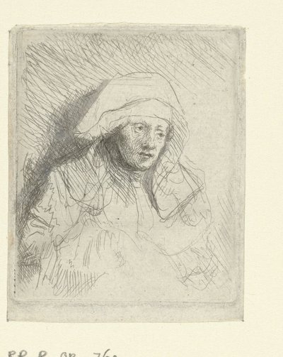 En sjuk kvinna med en stor vit huvudbonad (Saskia) av Rembrandt van Rijn