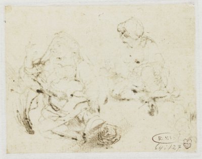 En liten studie av den sjuka kvinnans huvud av Rembrandt van Rijn