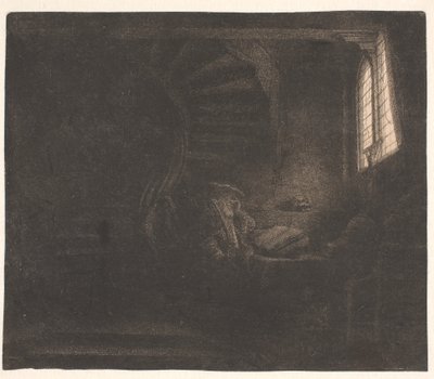 Den helige Hieronymus i ett mörkt rum av Rembrandt van Rijn