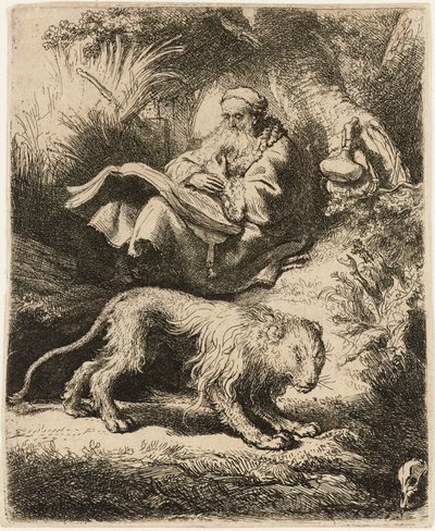 St Hieronymus läsning, 1634. av Rembrandt van Rijn
