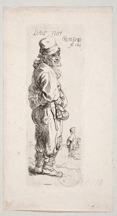 En stående bybo som vänder sig åt höger ”DatS niet” av Rembrandt van Rijn