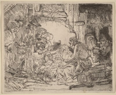 Herdarnas tillbedjan: med lampan av Rembrandt van Rijn
