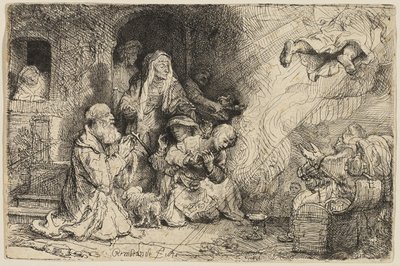 Ängeln som avgår från Tobias familj av Rembrandt van Rijn