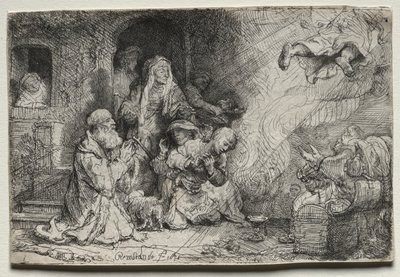Ängeln som avgår från Tobits familj av Rembrandt van Rijn