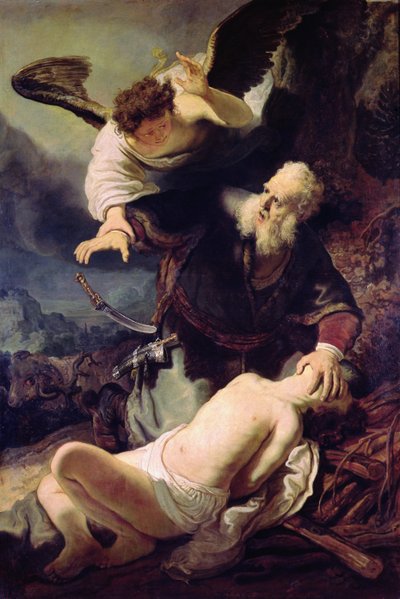 Ängeln som hindrar Abraham från att offra Isak, 1636 av Rembrandt van Rijn