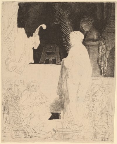 Konstnären ritar från modellen av Rembrandt van Rijn