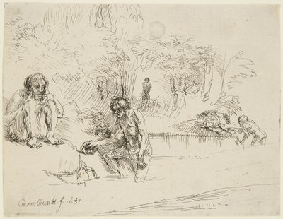 ”Badarna” (Bartsch 195; Hind 250 II) av Rembrandt van Rijn