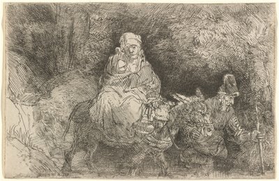 Flygningen till Egypten: Att korsa en bäck av Rembrandt van Rijn