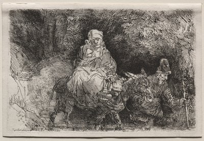Flygningen till Egypten: Crossing a Brook, 1654. av Rembrandt van Rijn