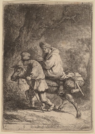 Flykten till Egypten: Liten av Rembrandt van Rijn