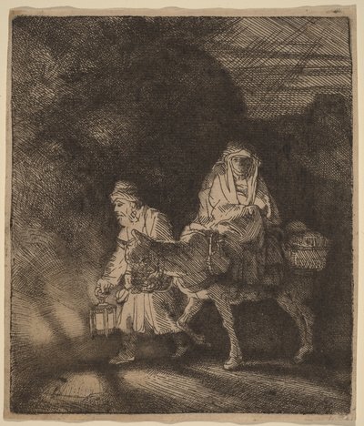 Flykten till Egypten: ett nattstycke av Rembrandt van Rijn
