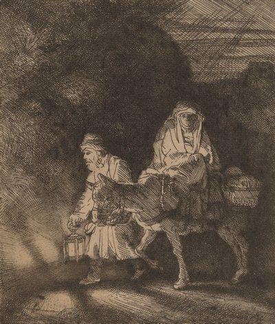 Flight into Egypt: a Night Piece, 1651. av Rembrandt van Rijn